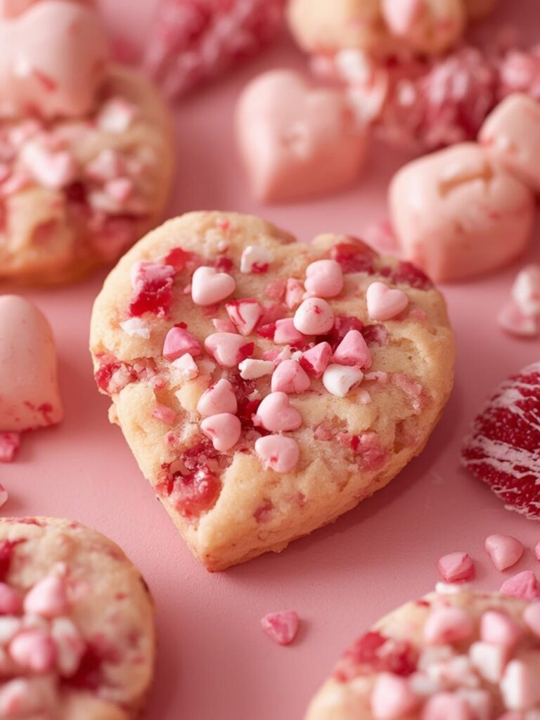Valentine Strawberry White Chocolate Cookies preparing