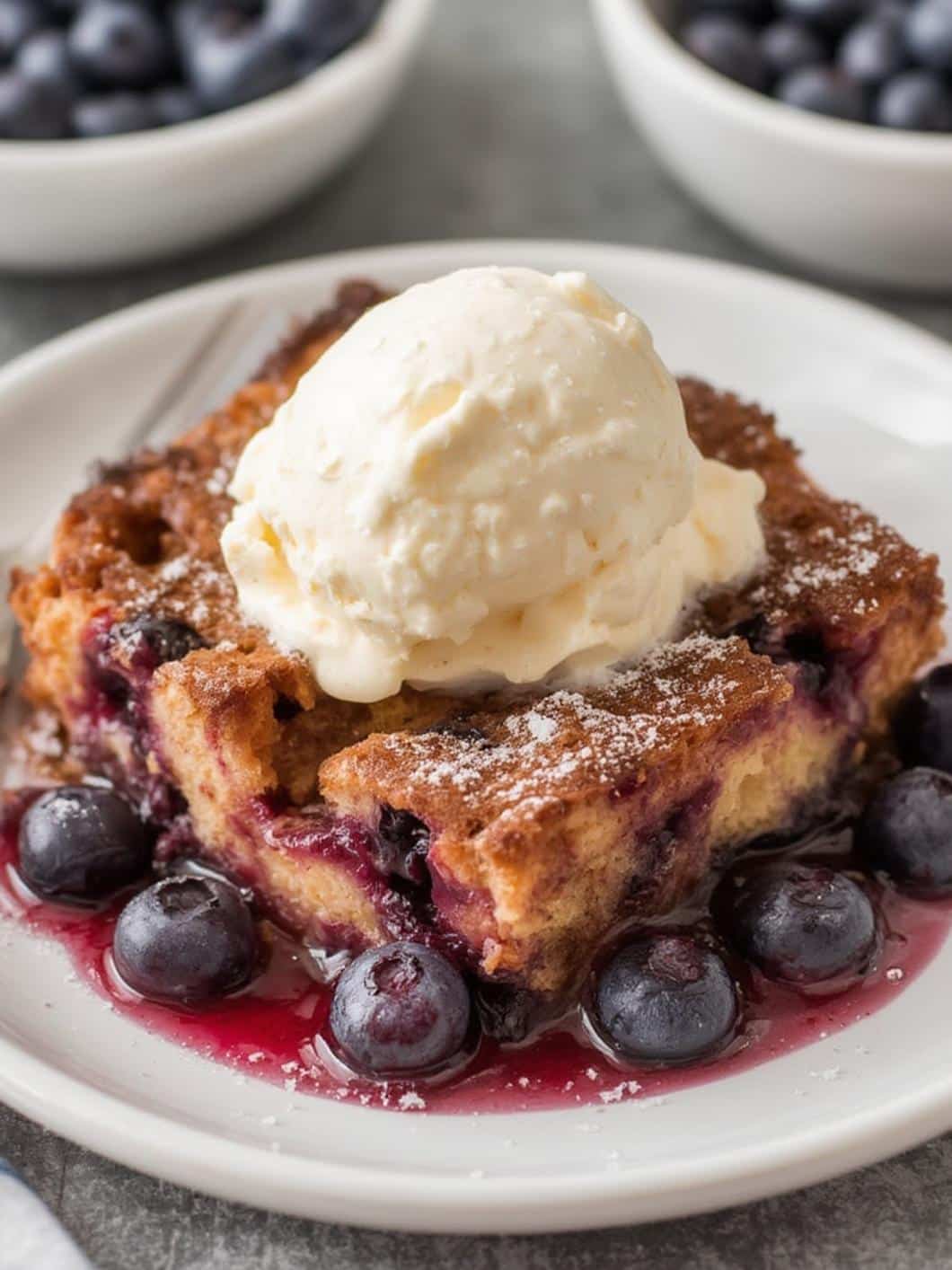 Blueberry French Toast Casserole final preparation