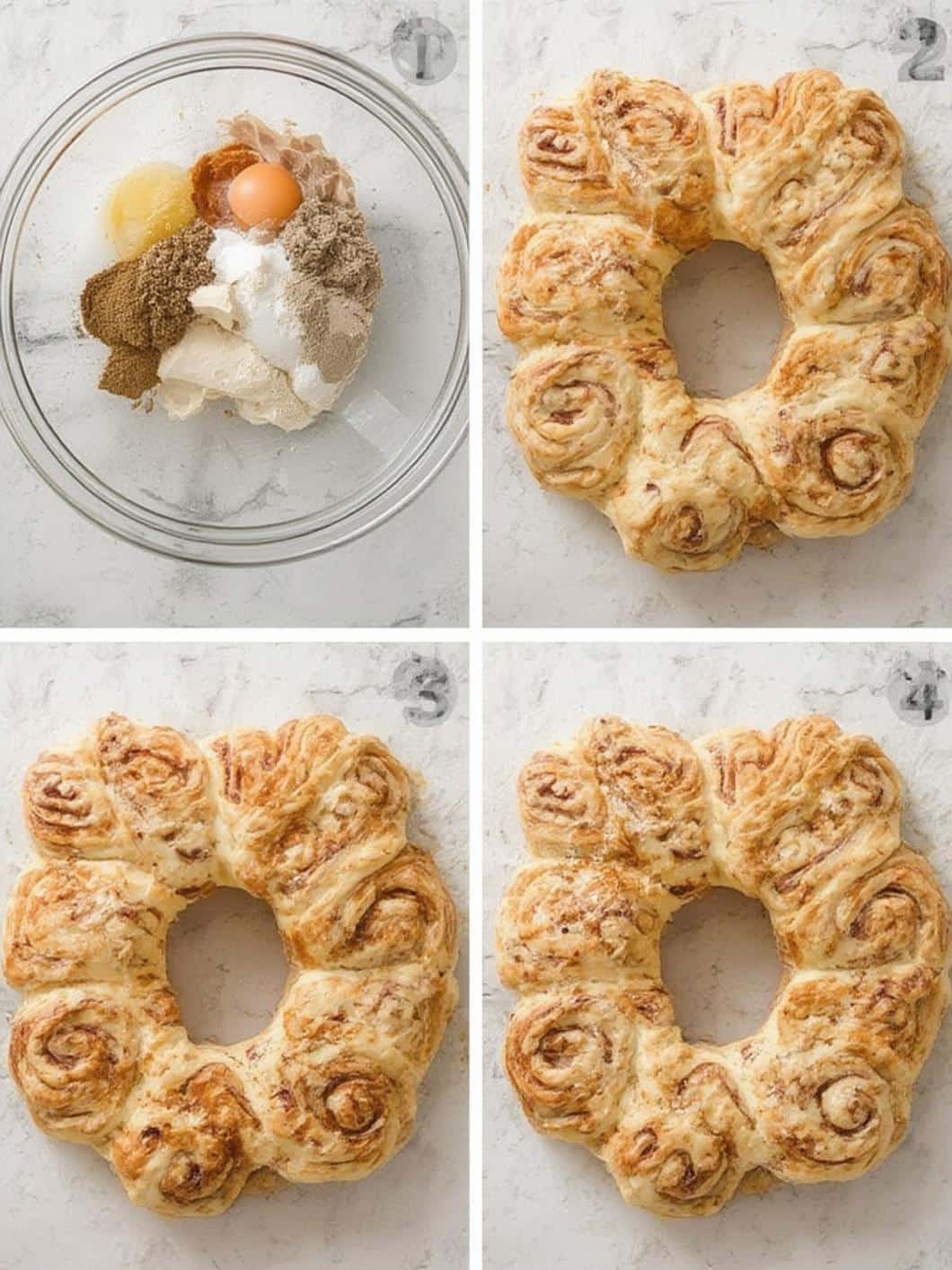Bunny Cinnamon Roll Pull-Apart Wreath step by step instructions