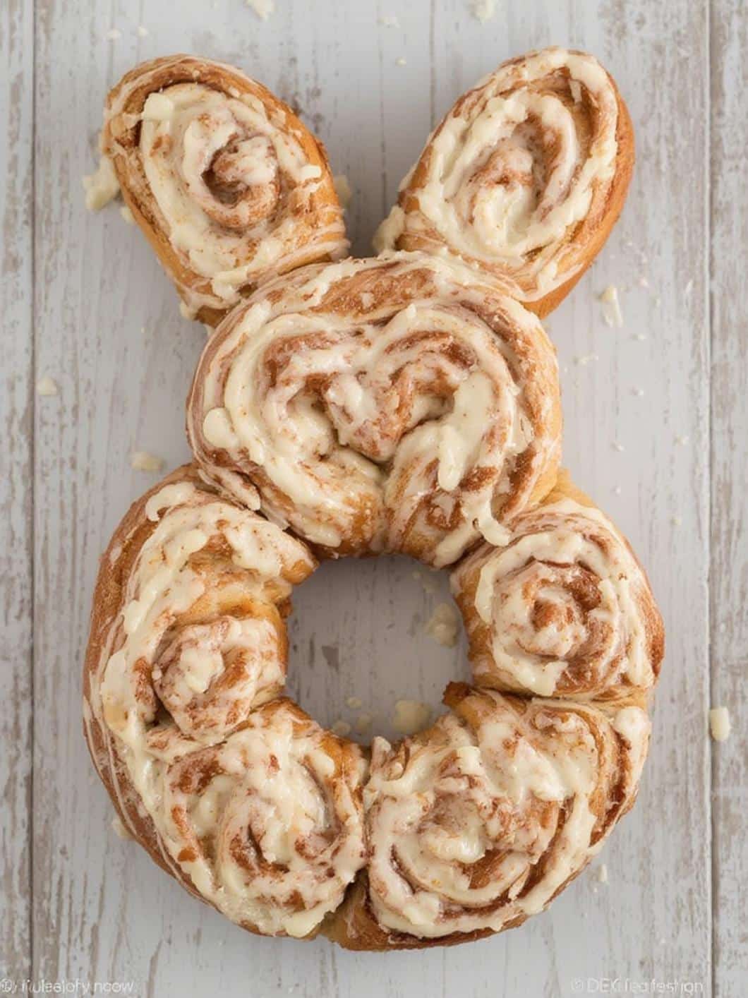Bunny Cinnamon Roll Pull-Apart Wreath final preparation