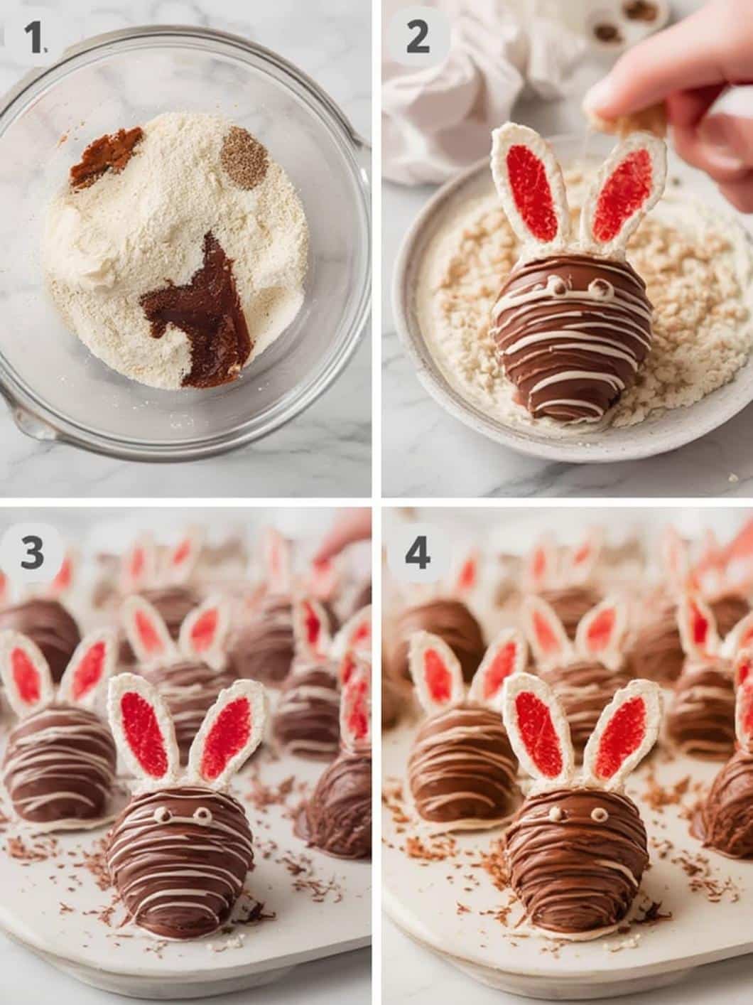 Bunny Ear Chocolate-Dipped Strawberries step by step instructions