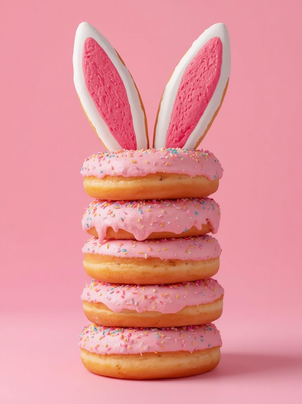 Bunny Ear Donut Stack Tower final preparation