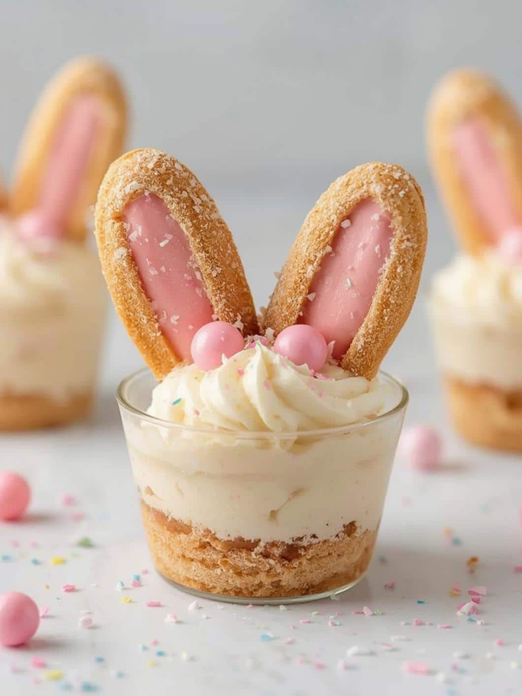 Bunny Ear Eclair Dessert Cups final preparation
