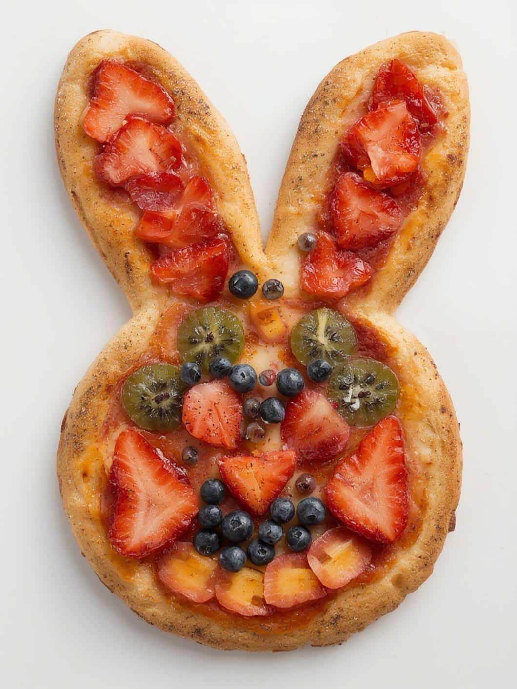 Bunny Ear Fruit Pizza final preparation