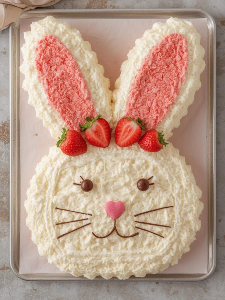 Bunny Ear Strawberry Shortcake Sheet Cake