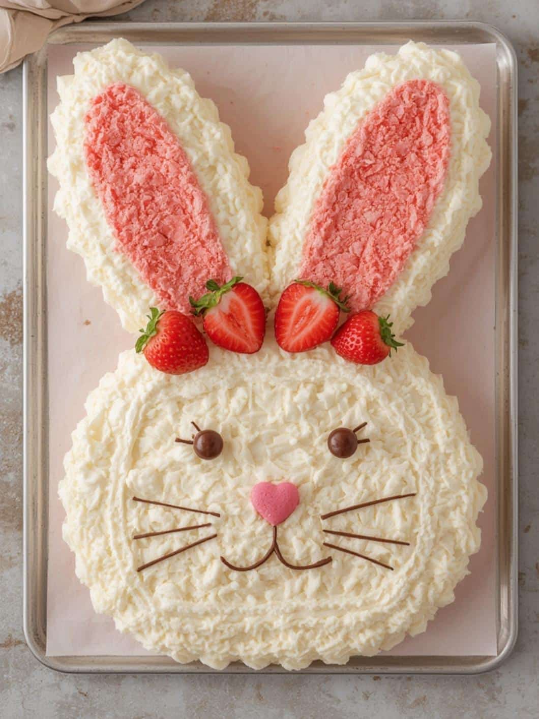 Bunny Ear Strawberry Shortcake Sheet Cake