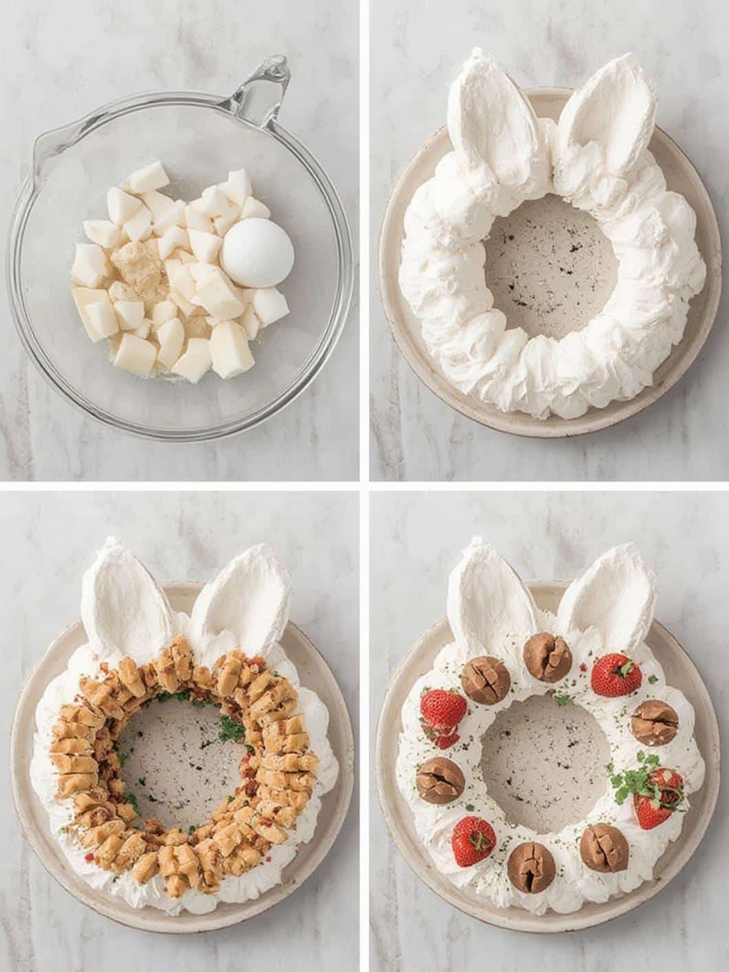 Bunny Ears Pavlova Wreath step by step instructions
