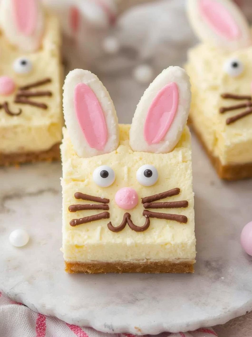 Bunny Face Cheesecake Bars final preparation