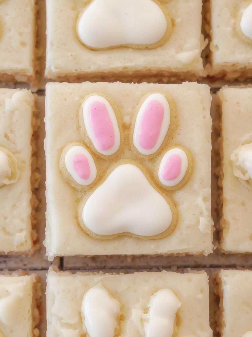 Bunny Paw Print Sugar Cookie Bars final preparation