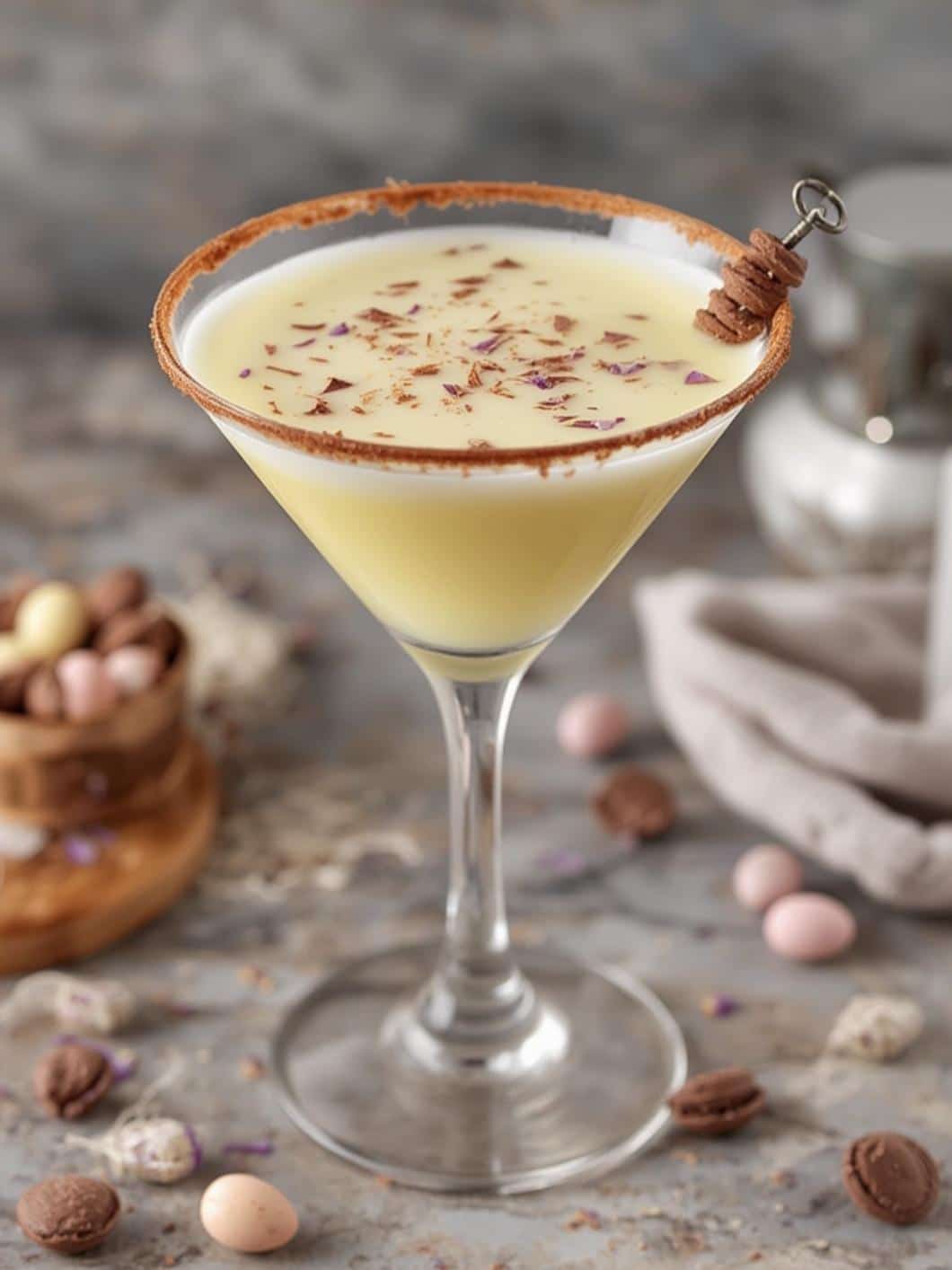 Cadbury Mini Egg Martini drink final preparation