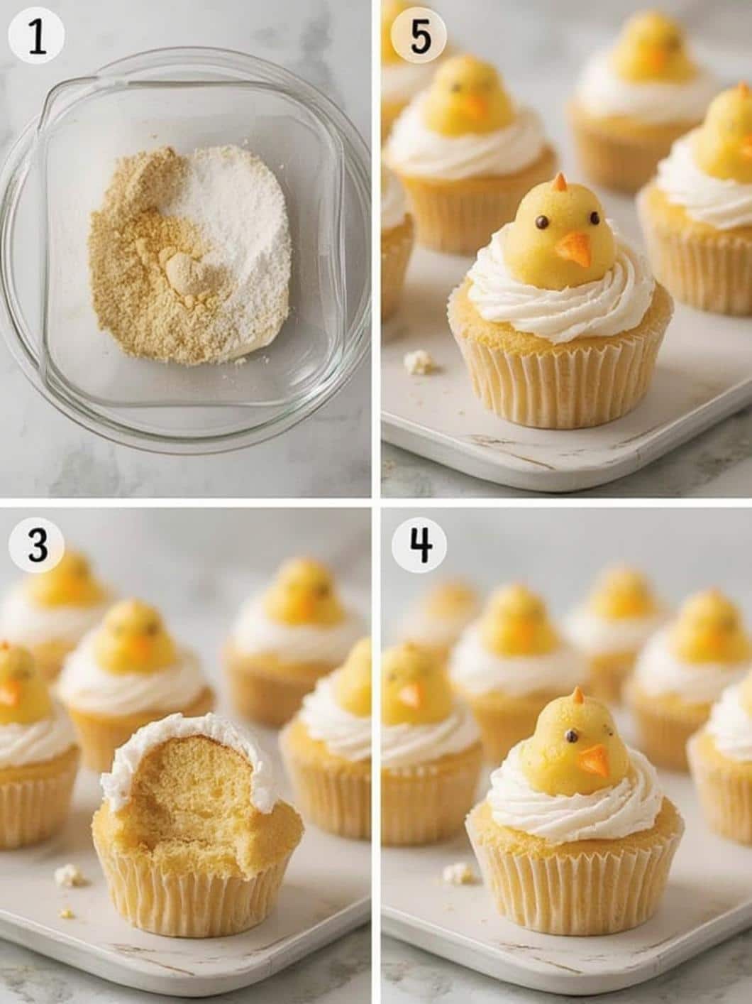 Chick-Inside Easter Cupcakes step by step instructions