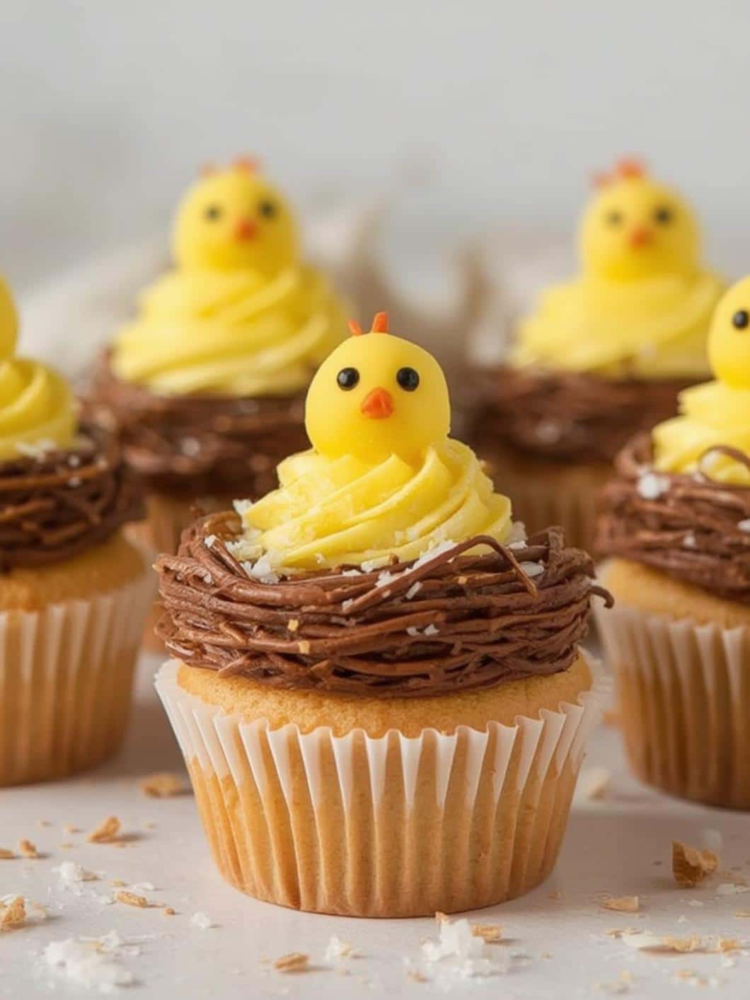 Chick Nest Coconut Cupcakes final preparation