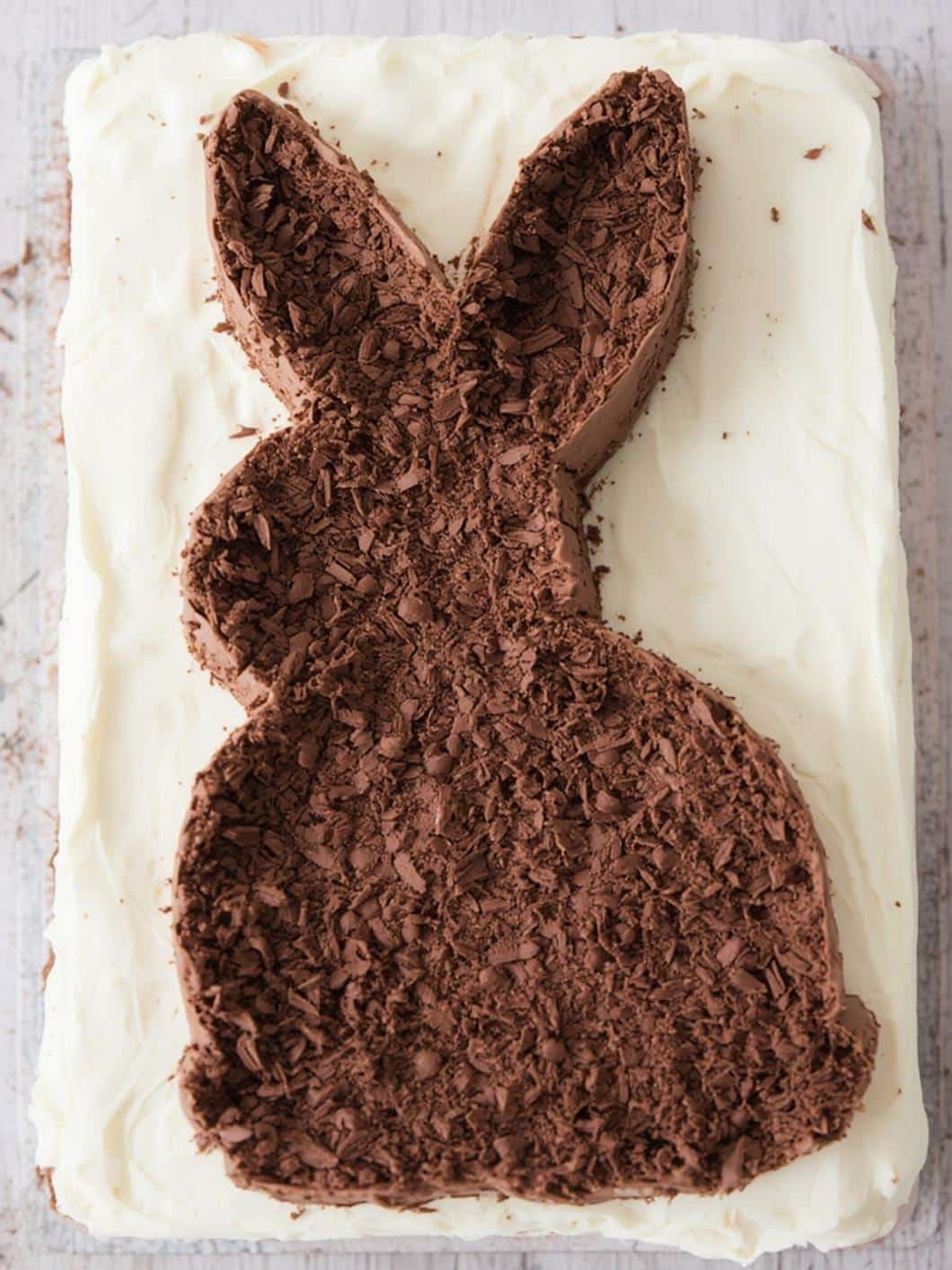 Chocolate Bunny Silhouette Layer Cake final preparation
