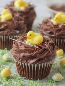 Chocolate Nest Cupcakes with Candy Chicks
