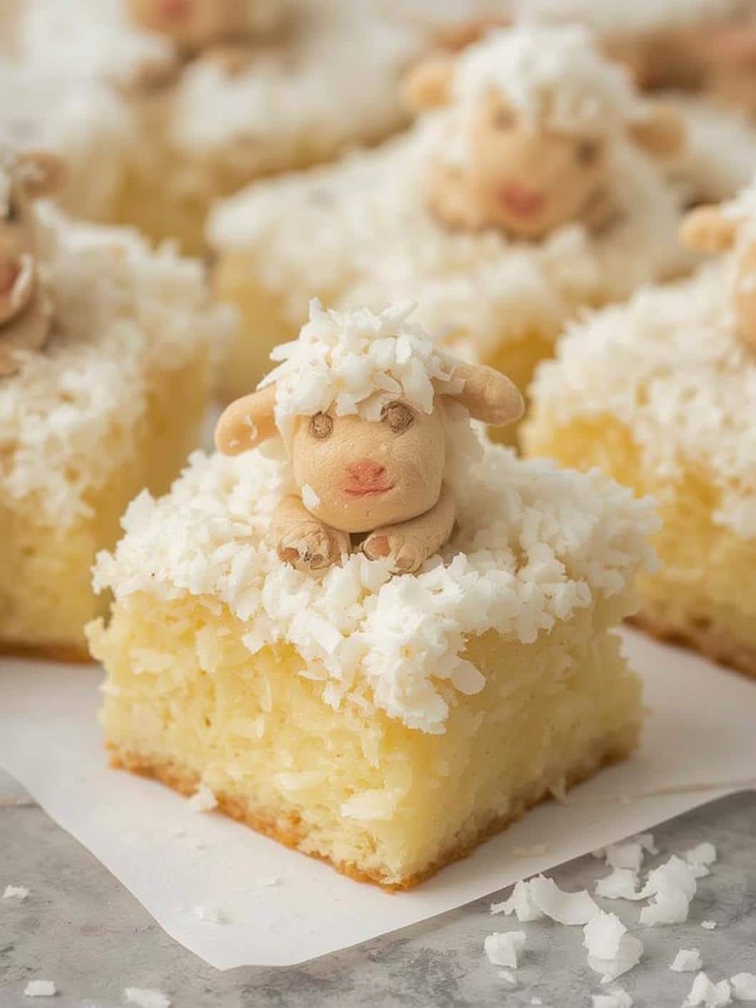 Coconut Lamb Cake Squares final preparation