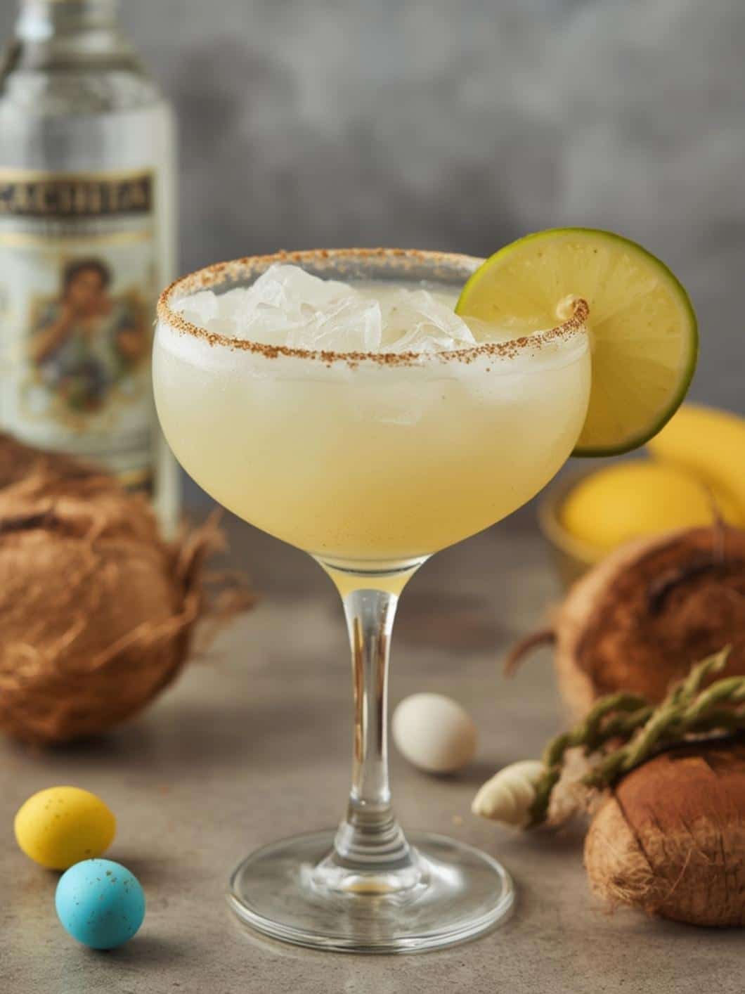 Coconut Tequila Easter Cocktail final preparation