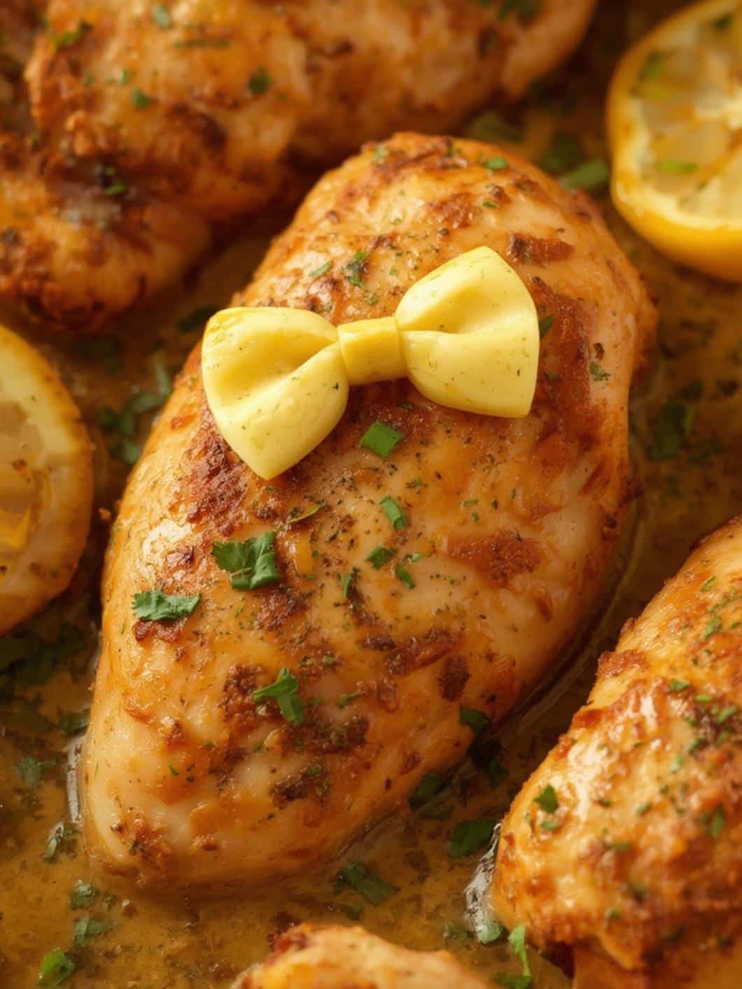 Cowboy Butter Lemon Bowtie Chicken final preparation