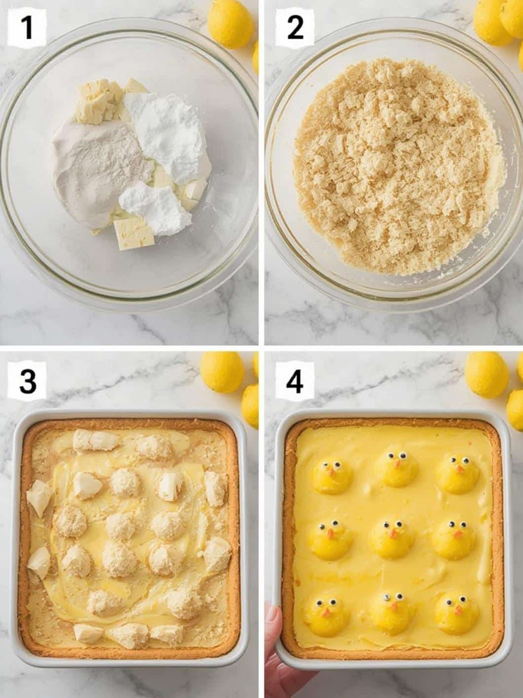 Easter Chick Lemon Bars step by step instructions