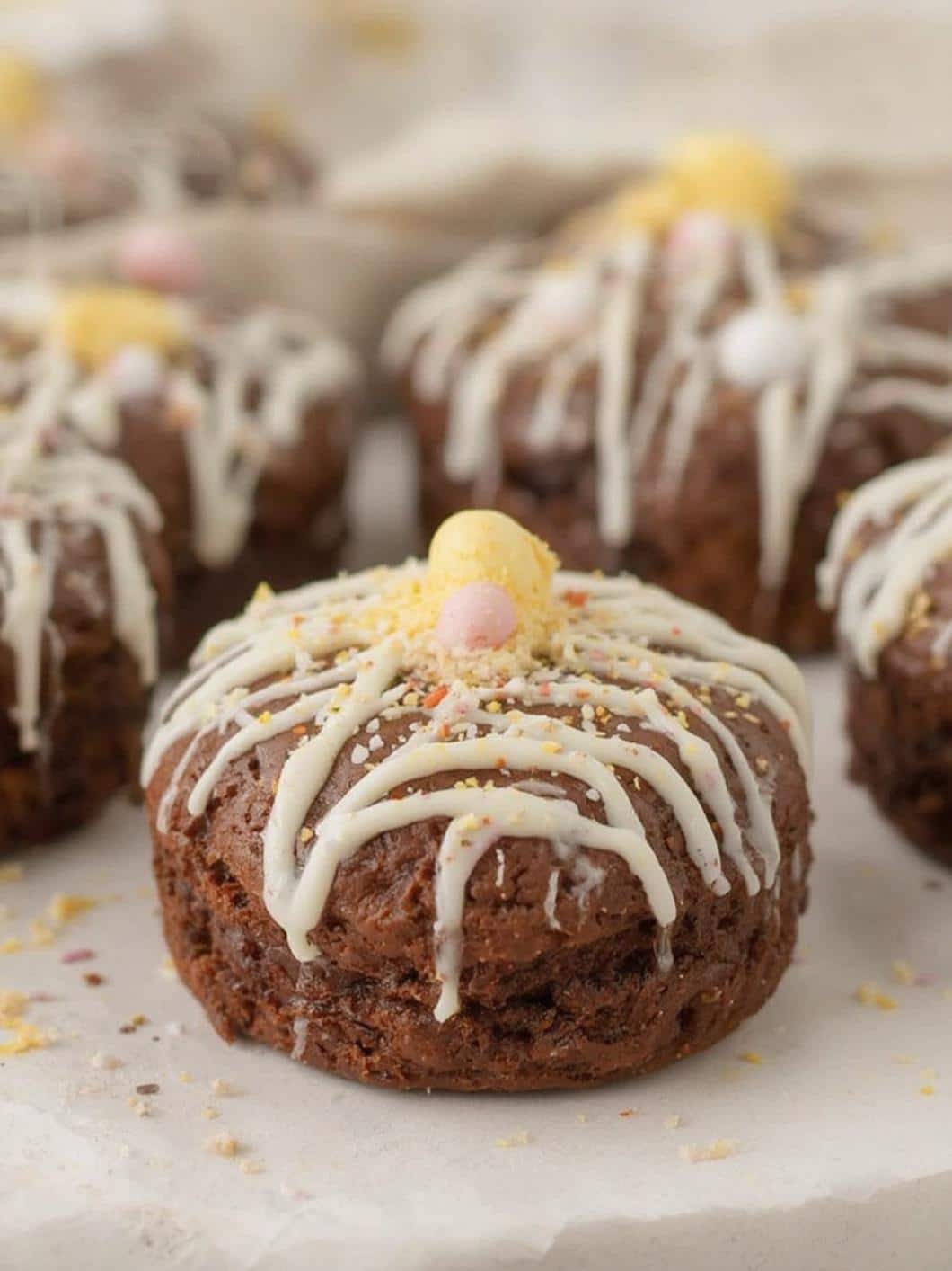 Easter Egg Brownie Bites with Drizzled Icing final preparation