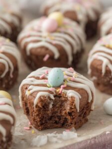 Easter Egg Brownie Bites with Drizzled Icing