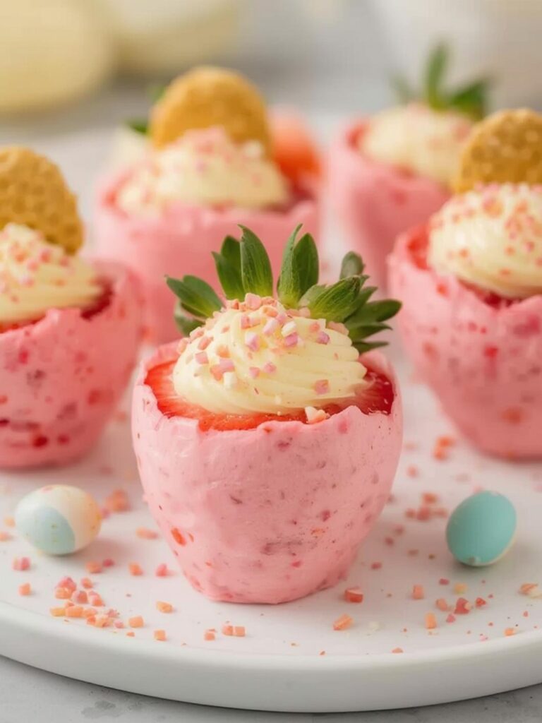 Easter Egg Cheesecake Stuffed Strawberries