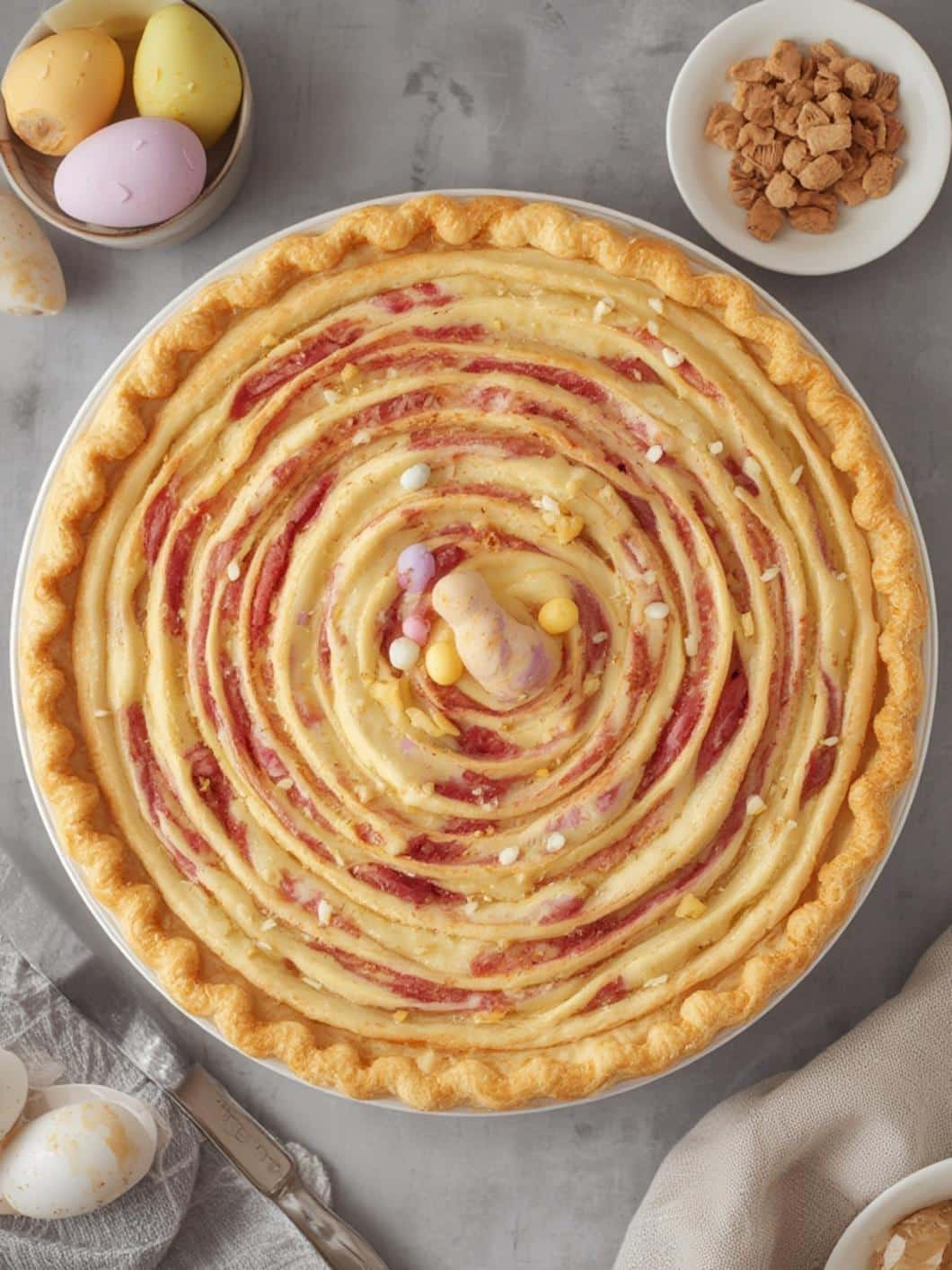 Easter Swirl Pie final preparation