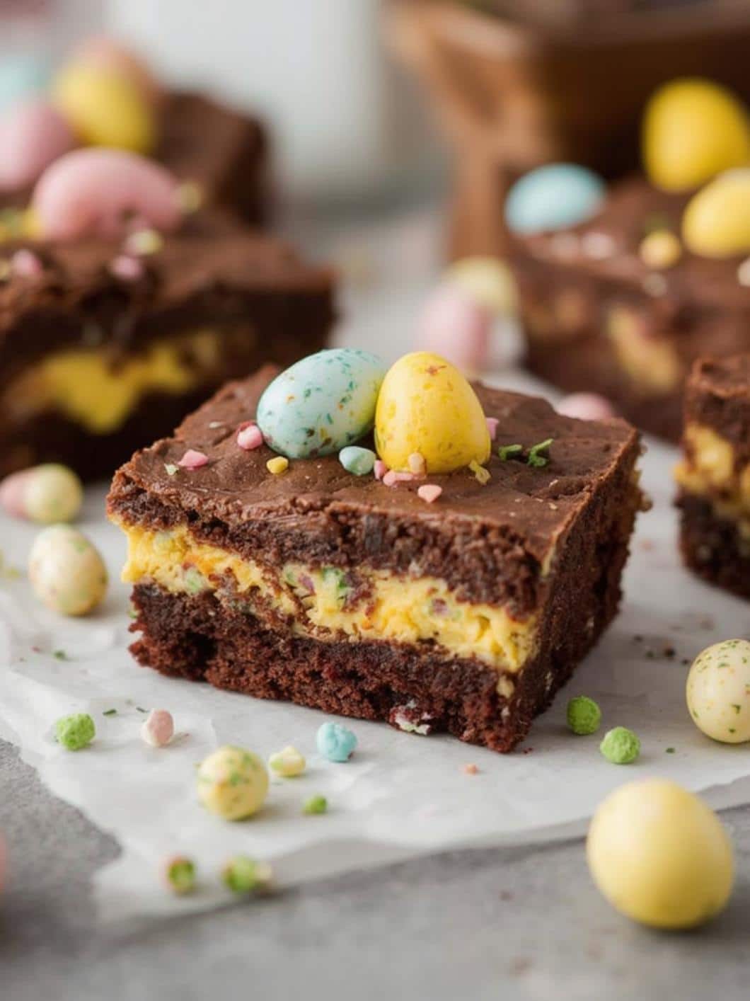 Easter deviled brownies final preparation