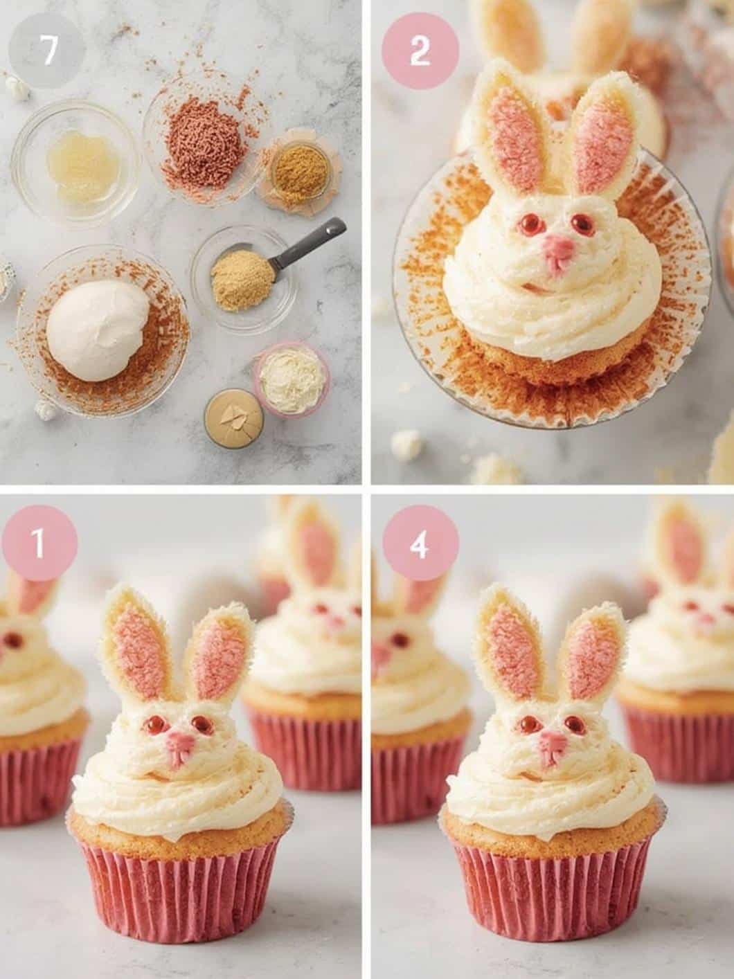 Fluffy Bunny Butt Cupcakes step by step instructions