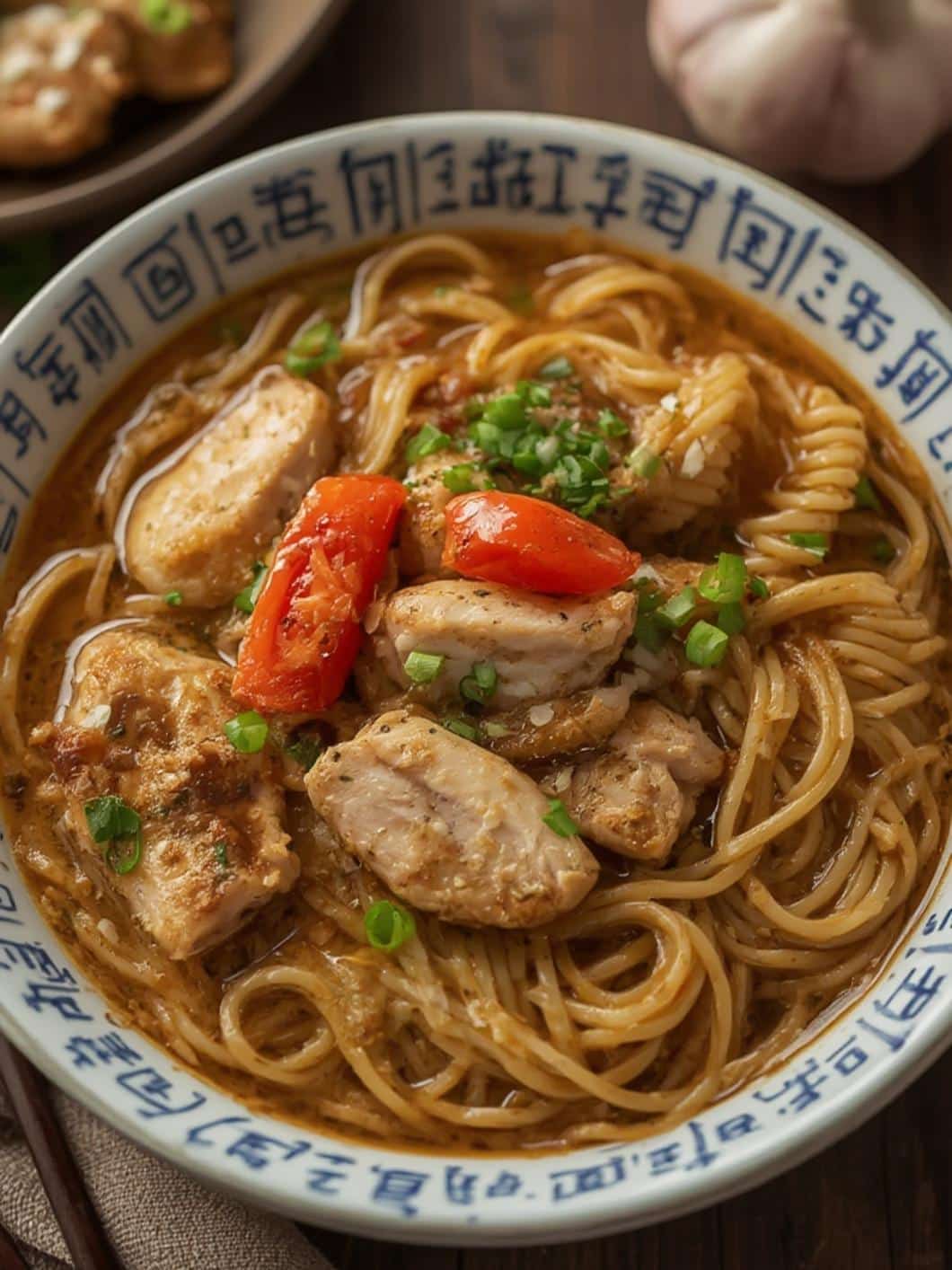 Garlic Chicken Ramen final preparation
