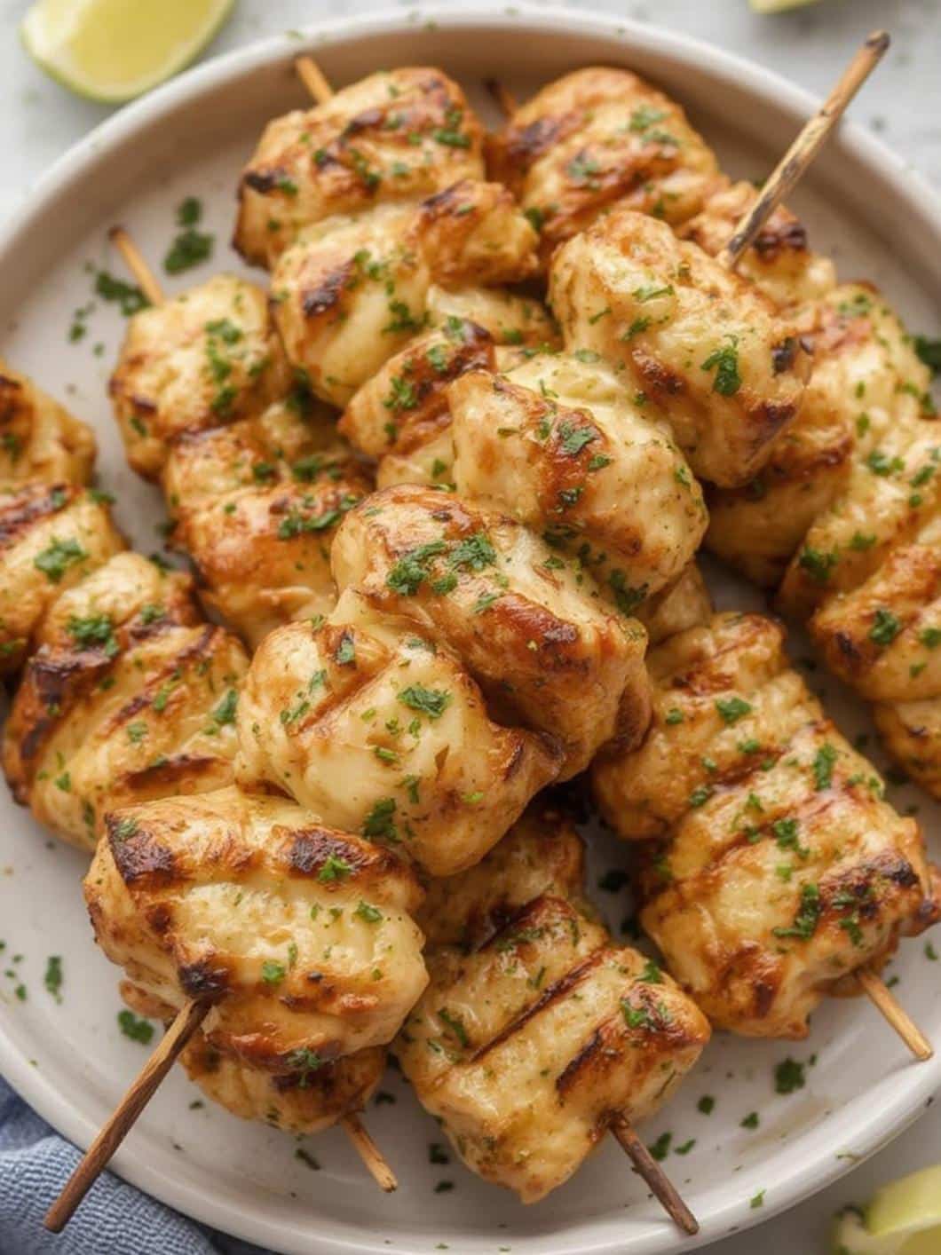 Grilled Ranch Garlic Parmesan Chicken Skewers final preparation