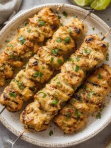 Grilled Ranch Garlic Parmesan Chicken Skewers