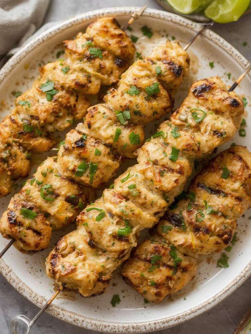 Grilled Ranch Garlic Parmesan Chicken Skewers