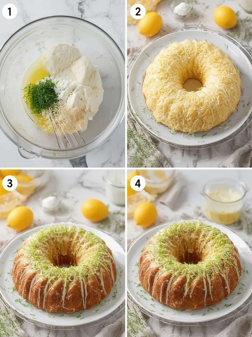 Lemon Bunny Bundt Cake with Coconut Grass step by step instructions