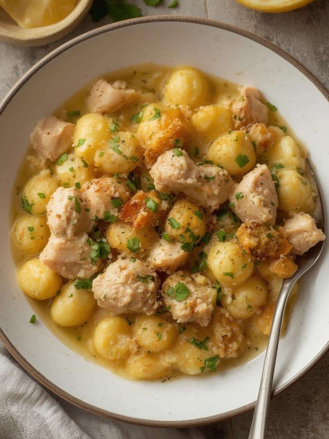 Lemon Chicken Gnocchi final preparation