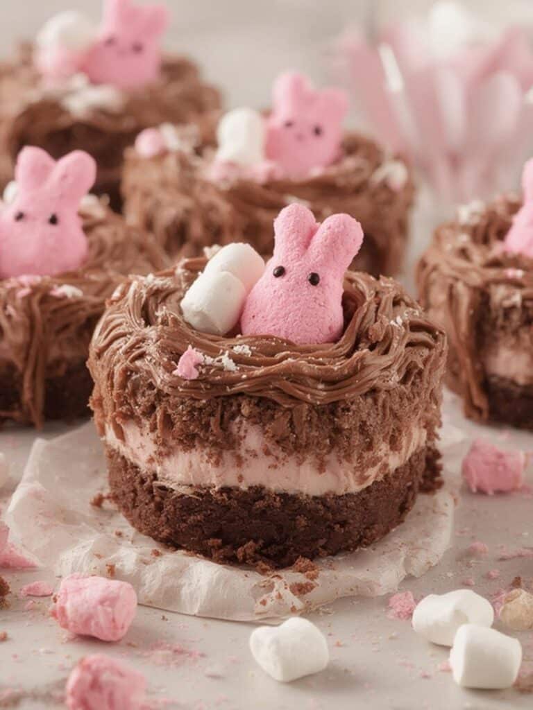 Marshmallow Peep Nest Brownies