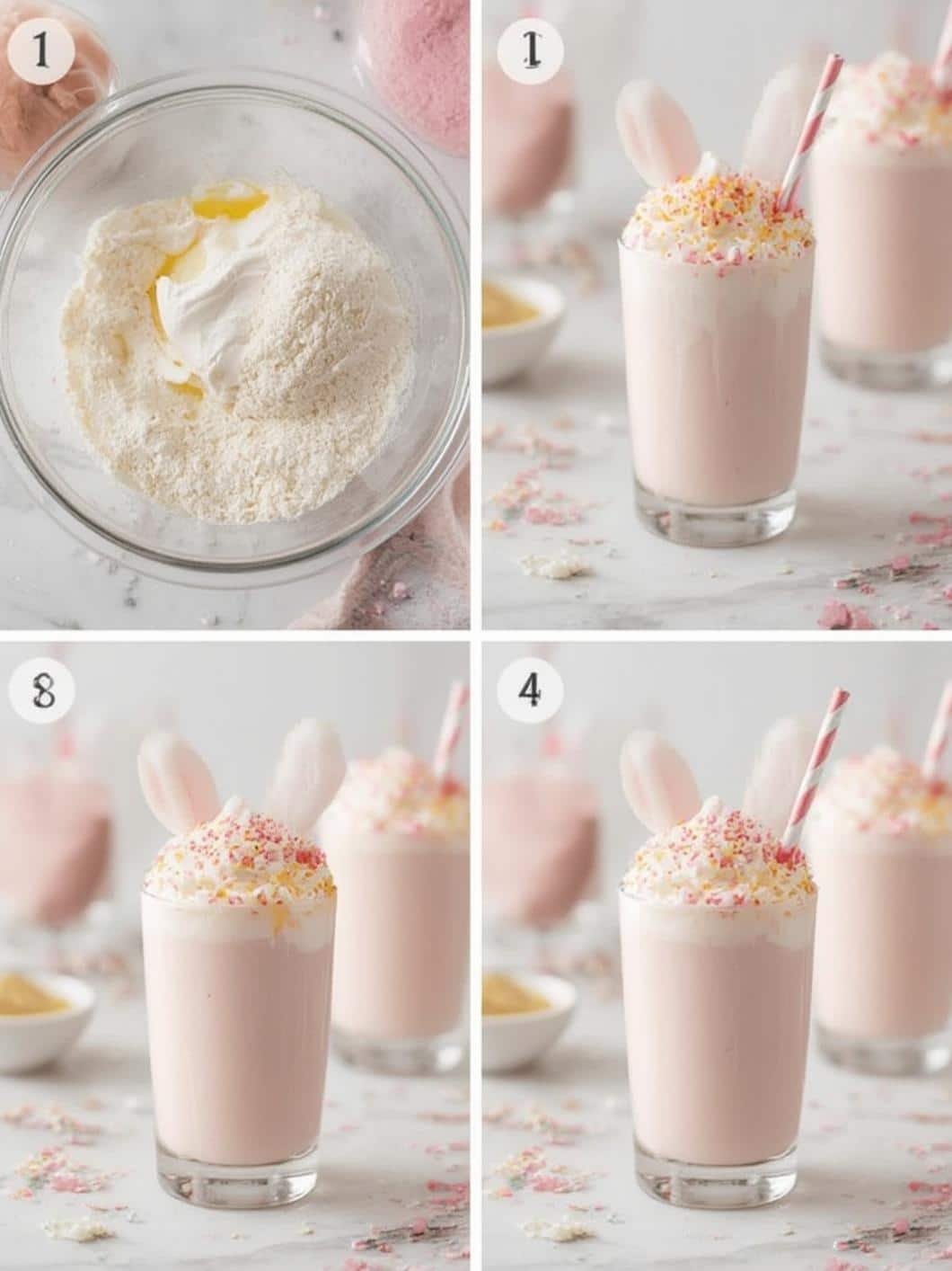 Pastel Bunny Milkshake Shooters step by step instructions