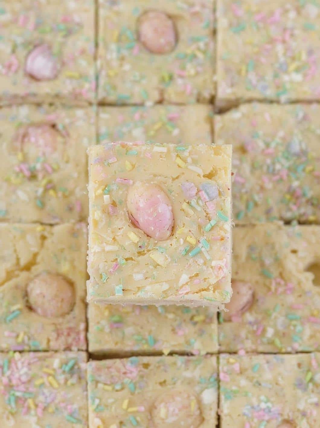 Pastel Easter Egg Fudge Squares final preparation