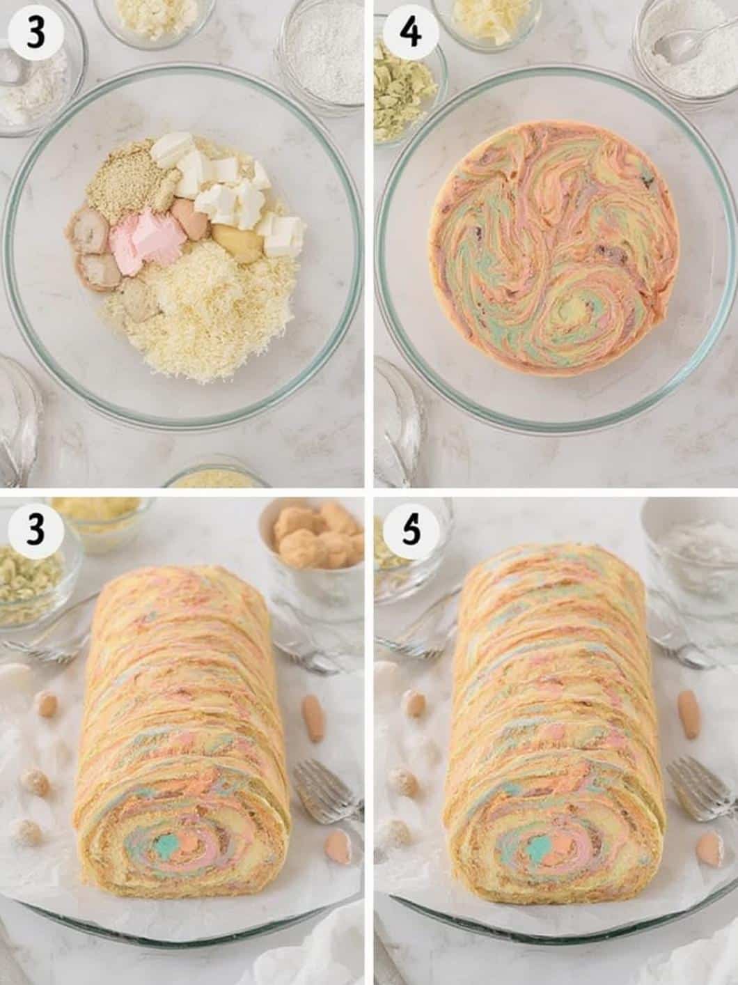 Pastel Swirl Easter Egg Roll Cake step by step instructions
