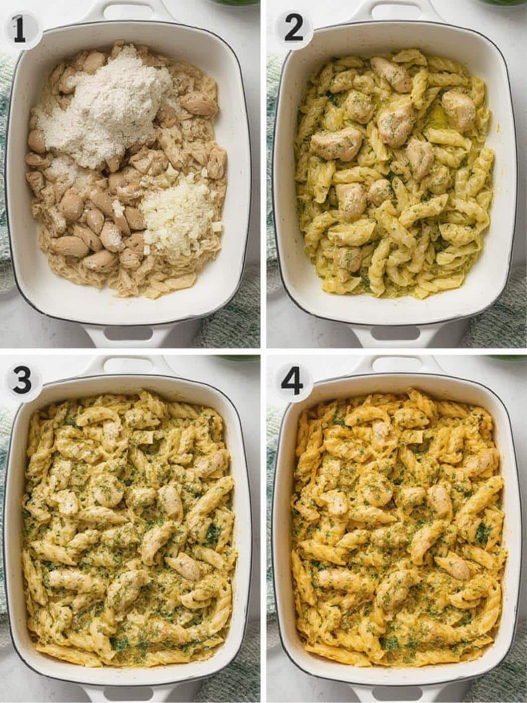 Pesto chicken pasta bake step by step instructions