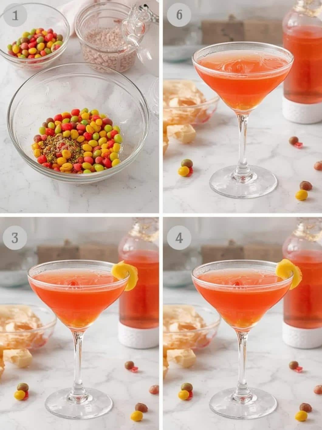 Starburst Jellybean Martini drink step by step instructions