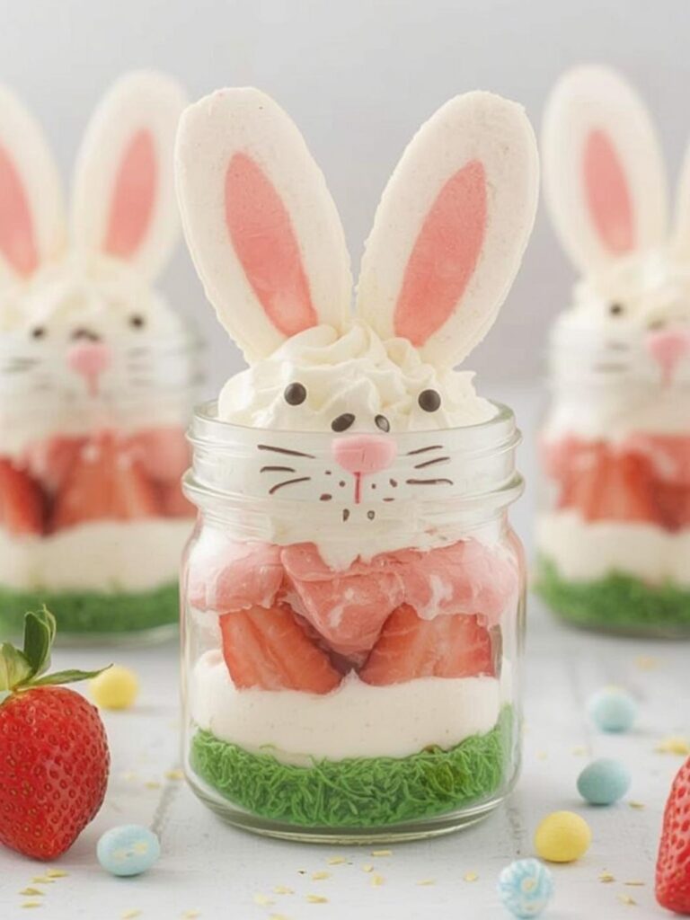 Strawberry Easter Bunny Shortcake Jars