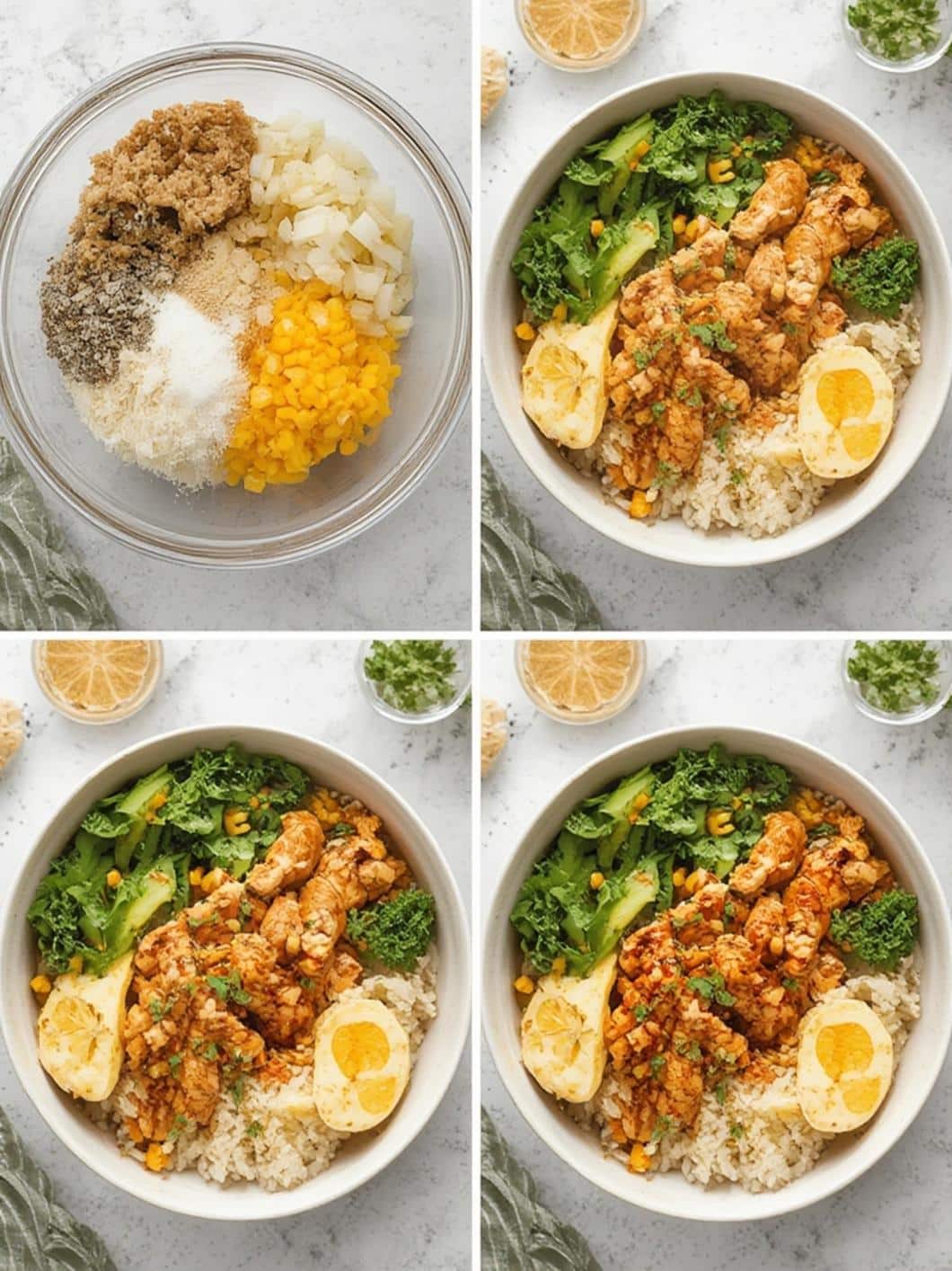 Street Corn Chicken Rice Bowl step by step instructions