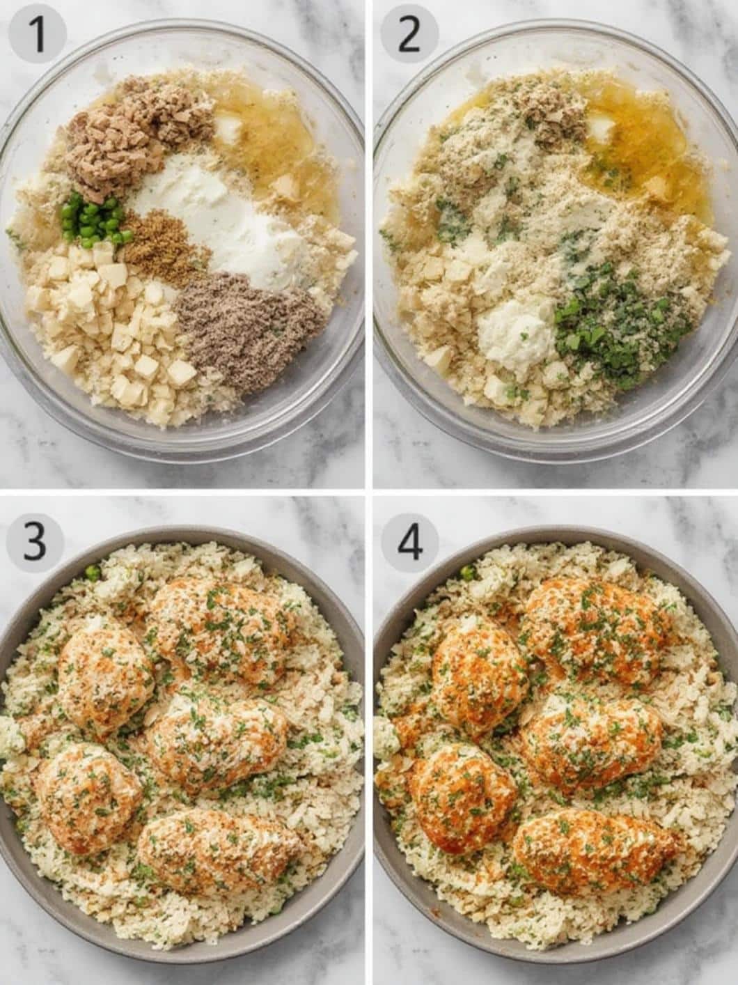 dump-and-bake chicken tzatziki rice step by step instructions